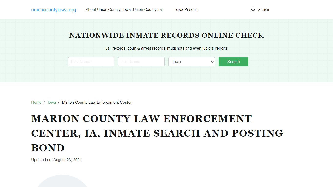 Marion County Law Enforcement Center, IA, Inmate Search, Visitations